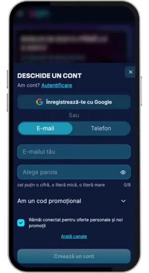 Începe procesul de înregistrare